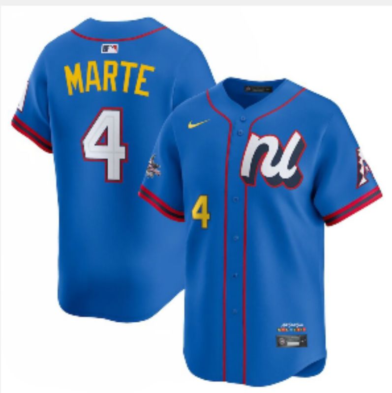 Men 2025 Arizona Diamondback #4 Marte Blue All star Blank Blue Nike MLB Jersey style 4->->